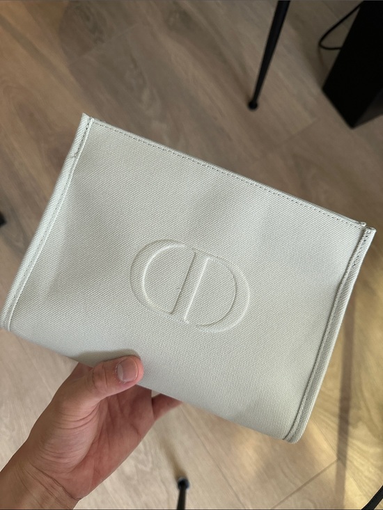 Dior Handbags - NEW! DIOR LIGHT GREY Embossed CD Logo Women's Canvas pouch